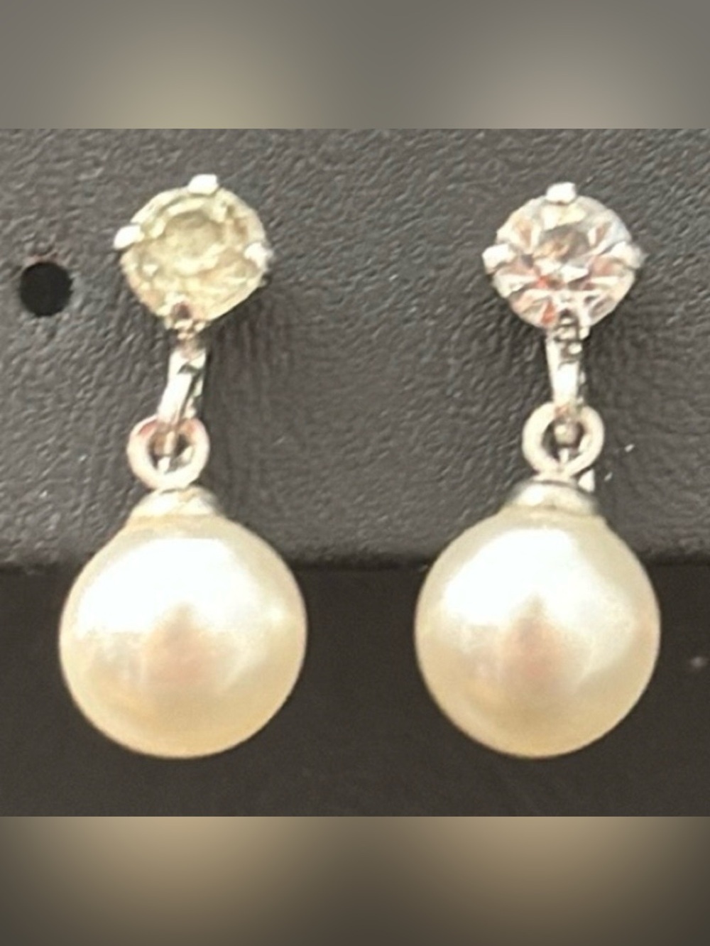 Marvella Vintage Screwback Simulated Pearl & Rhinestone Earrings